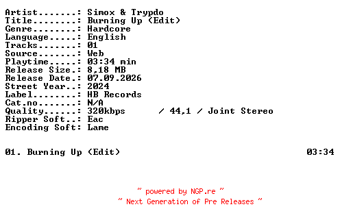 NFO for the release Simox_and_Trypdo-Burning_Up_(Edit)-SINGLE-WEB-2024-XTC_iNT by XTC_iNT