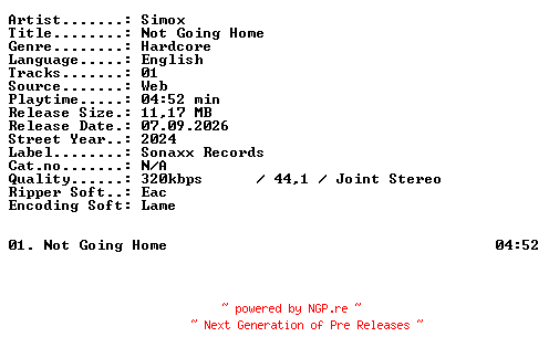 NFO for the release Simox-Not_Going_Home-SINGLE-WEB-2024-XTC_iNT by XTC_iNT