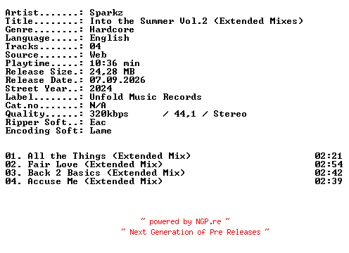 NFO for the release Sparkz-Into_the_Summer_Vol2_(Extended_Mixes)-WEB-2024-XTC_iNT by XTC_iNT