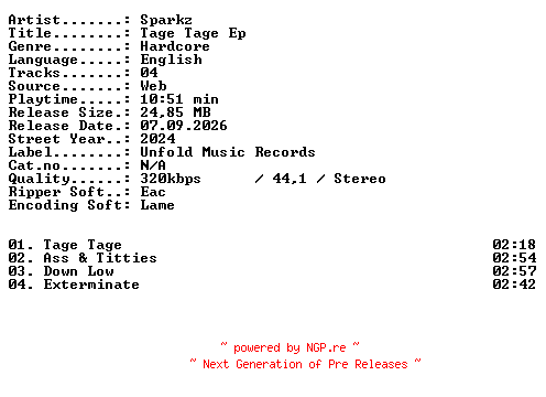NFO for the release Sparkz-Tage_Tage_EP-WEB-2024-XTC_iNT by XTC_iNT