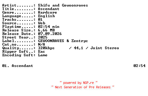 NFO for the release Shifu_AND_GEWOONRAVES-Ascendant-SINGLE-WEB-2025-XTC_iNT by XTC_iNT
