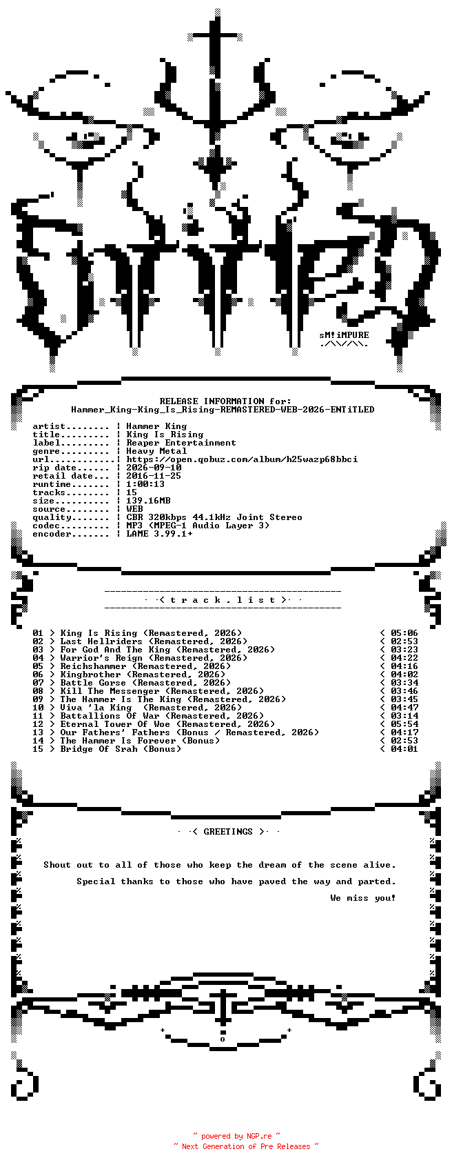 NFO for the release Hammer_King-King_Is_Rising-REMASTERED-WEB-2026-ENTiTLED by ENTiTLED