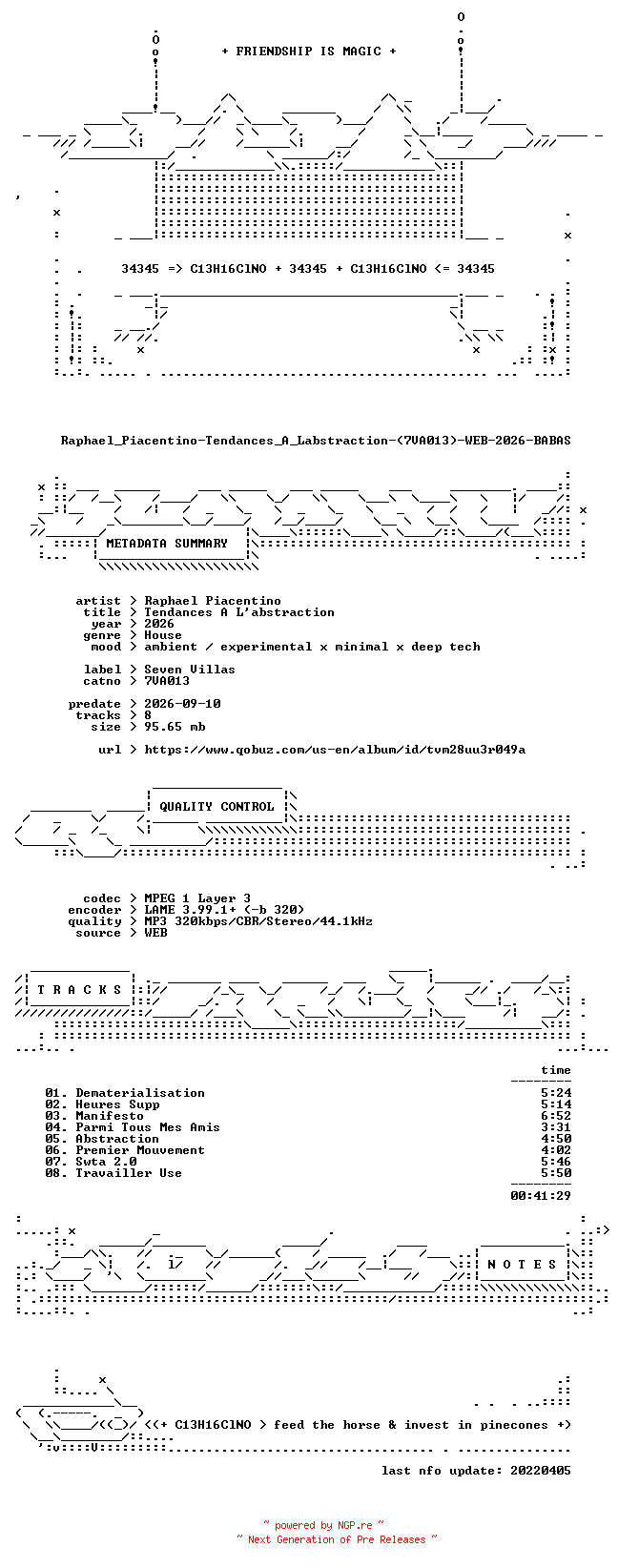 NFO for the release Raphael_Piacentino-Tendances_A_Labstraction-(7VA013)-WEB-2026-BABAS by BABAS