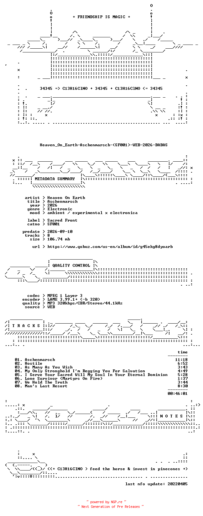 NFO for the release Heaven_On_Earth-Aschenmarsch-(SF001)-WEB-2026-BABAS by BABAS