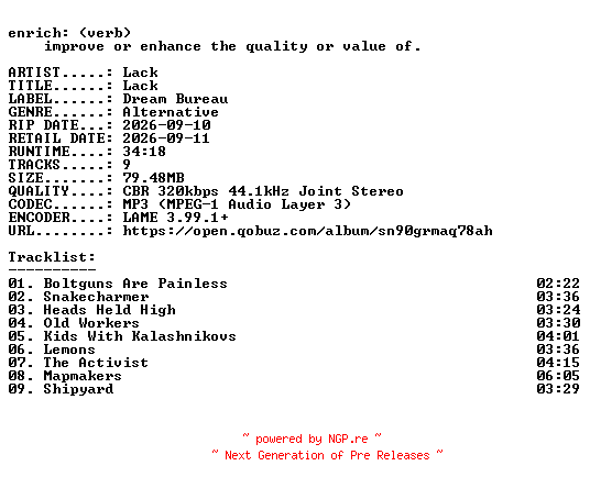 NFO for the release Lack-Lack-WEB-2026-ENRiCH by ENRiCH
