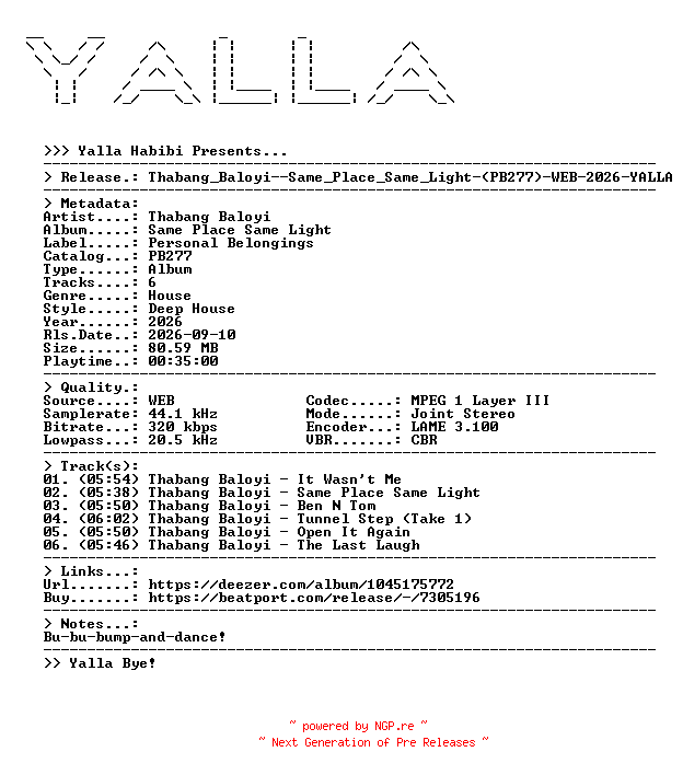NFO for the release Thabang_Baloyi--Same_Place_Same_Light-(PB277)-WEB-2026-YALLA by YALLA