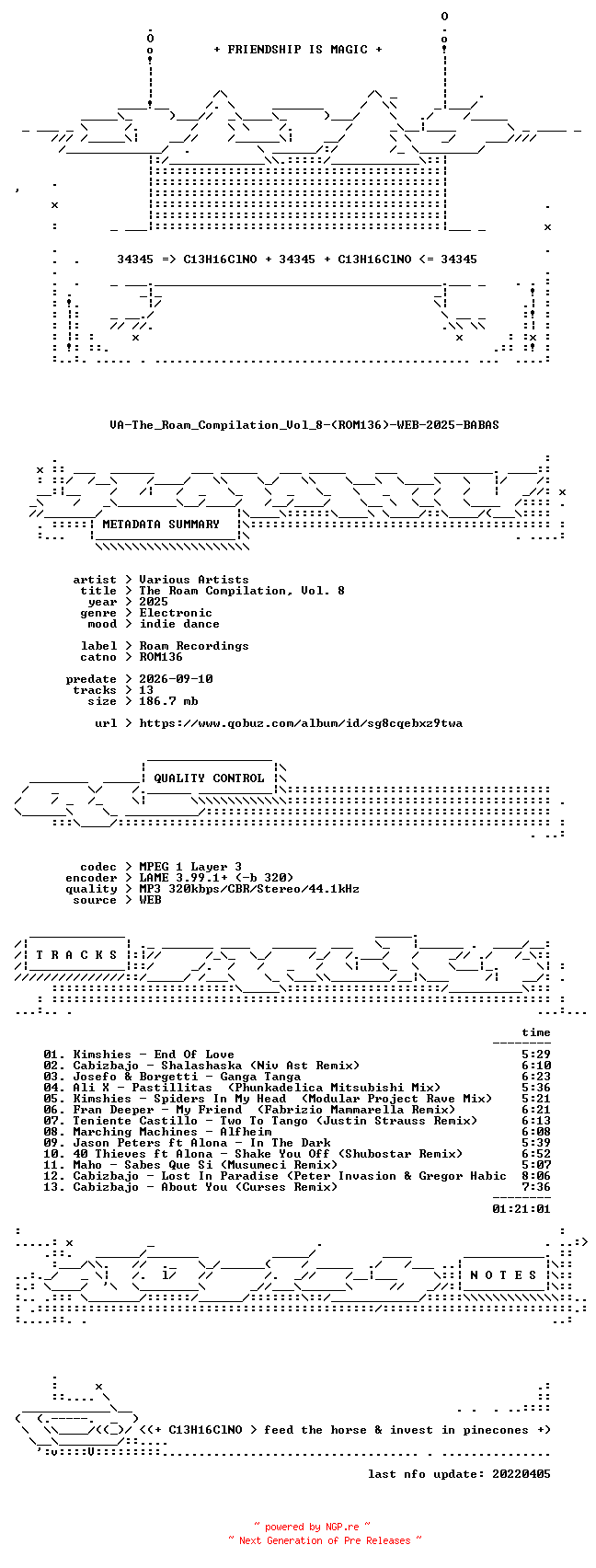 NFO for the release VA-The_Roam_Compilation_Vol_8-(ROM136)-WEB-2025-BABAS by BABAS