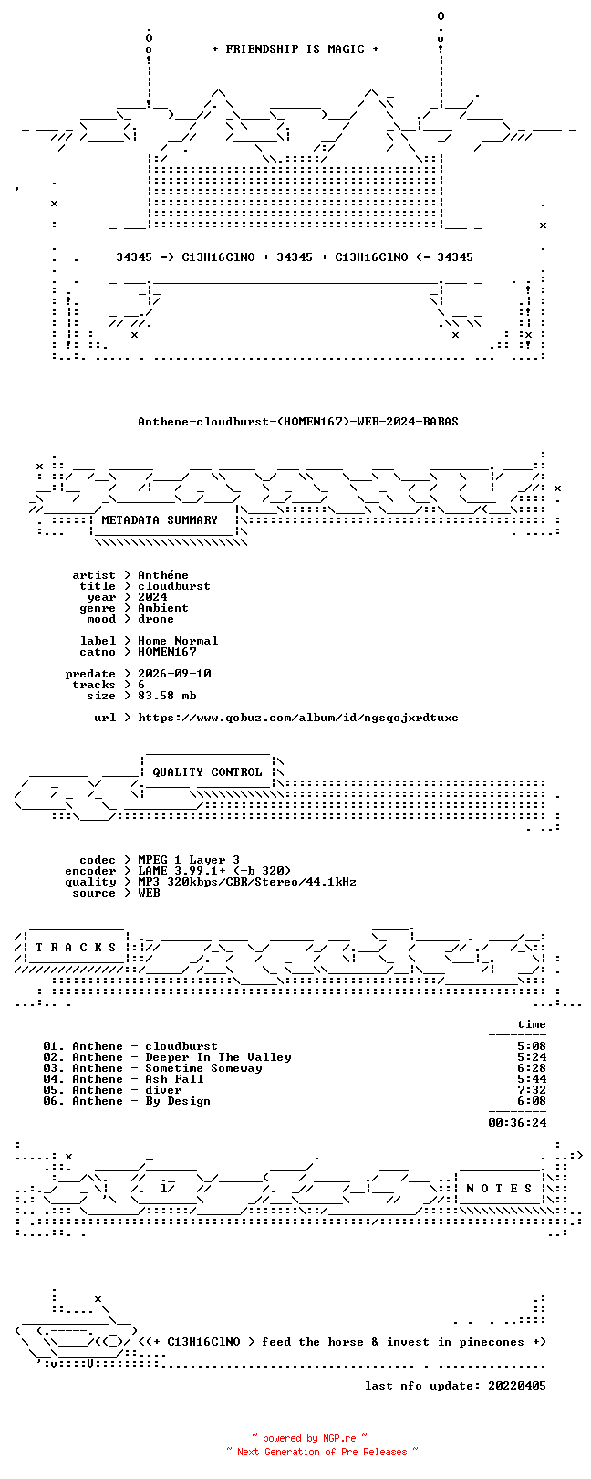 NFO for the release Anthene-cloudburst-(HOMEN167)-WEB-2024-BABAS by BABAS