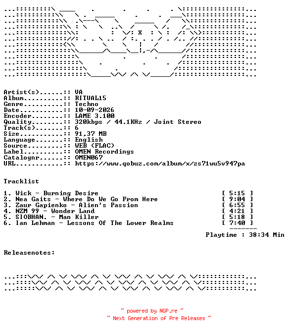 NFO for the release VA-RITUAL15-OMEN067-WEB-2026-WAV by WAV