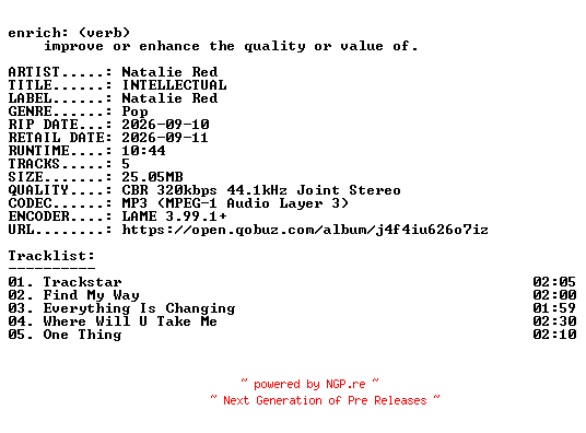 NFO for the release Natalie_Red-INTELLECTUAL-EP-WEB-2026-ENRiCH by ENRiCH