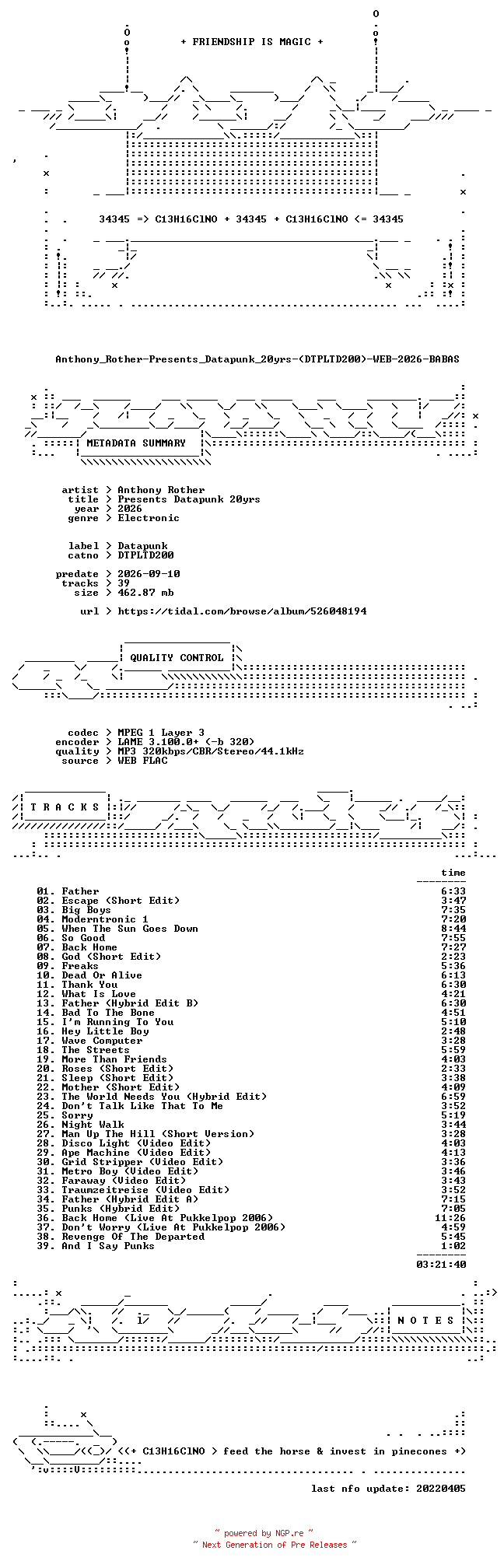 NFO for the release Anthony_Rother-Presents_Datapunk_20yrs-(DTPLTD200)-WEB-2026-BABAS by BABAS
