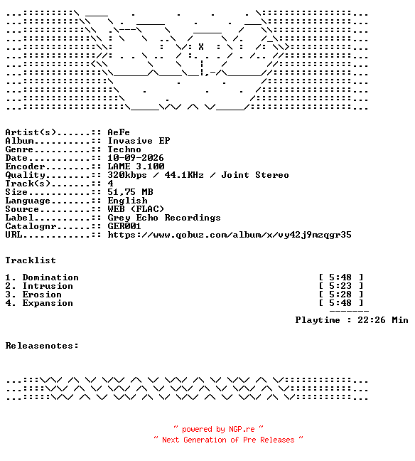 NFO for the release AeFe-Invasive_EP-GER001-WEB-2026-WAV by WAV