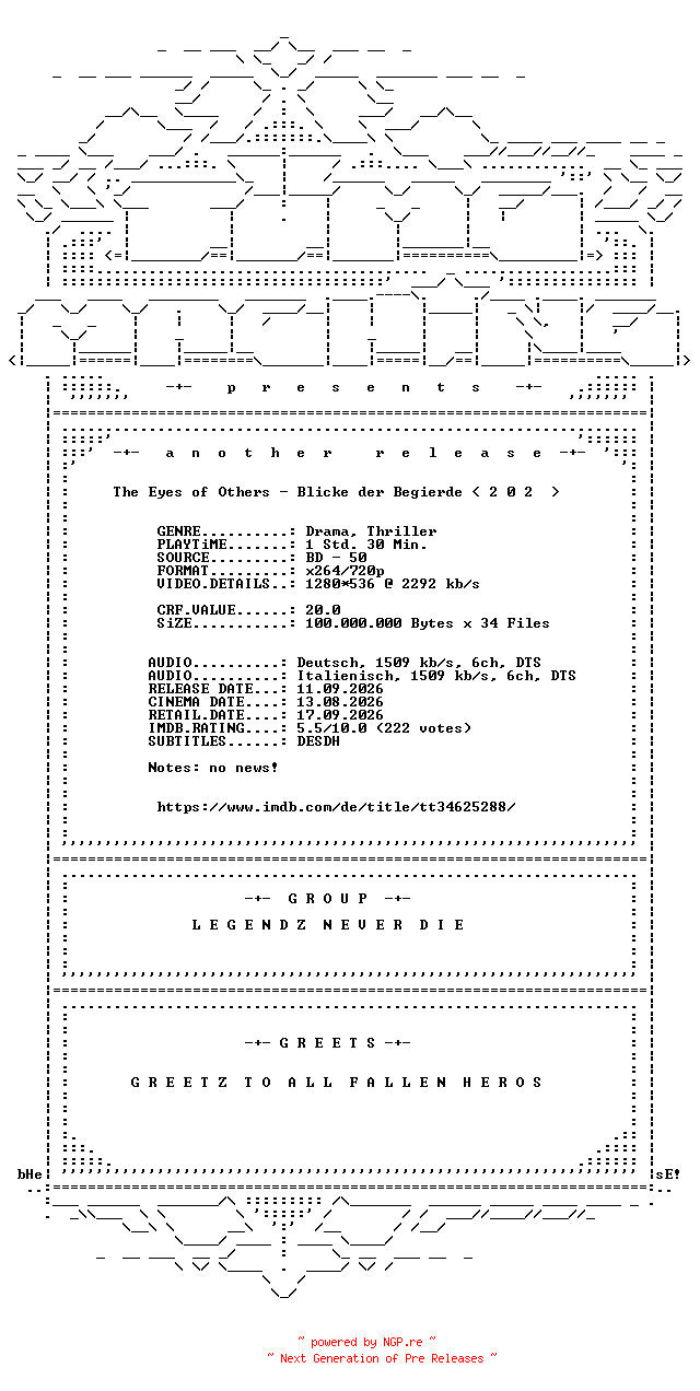 NFO for the release The.Eyes.of.Others.Blicke.der.Begierde.2025.German.DL.720p.BluRay.x264-TM by TM