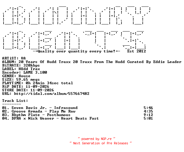 NFO for the release VA-20_Years_Of_Hudd_Traxx_20_Traxx_From_The_Hudd_Curated_By_Eddie_Leader_Part_5-(HUDD074PT5)-WEB-2026-BB by BB