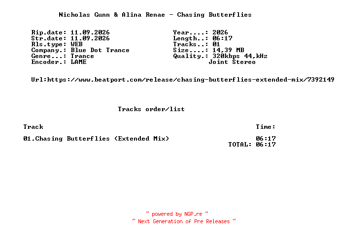 NFO for the release Nicholas_Gunn_And_Alina_Renae_-_Chasing_Butterflies-(BDT9638E)-SINGLE-WEB-2026-FMC by FMC