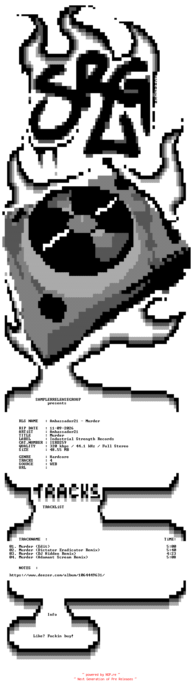 NFO for the release Ambassador21_-_Murder-(ISRD259)-WEB-2026-SRG by SRG