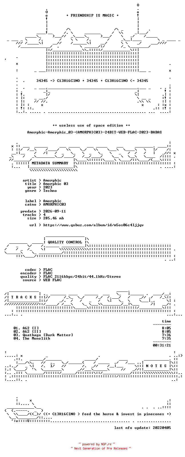 NFO for the release Amorphic-Amorphic_03-(AMORPHIC03)-24BIT-WEB-FLAC-2023-BABAS by BABAS