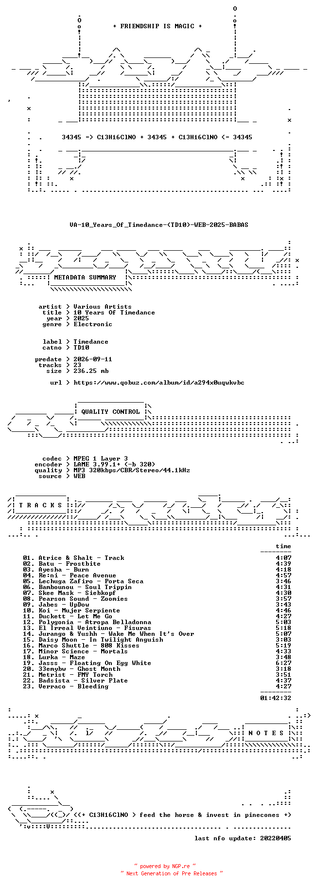 NFO for the release VA-10_Years_Of_Timedance-(TD10)-WEB-2025-BABAS by BABAS