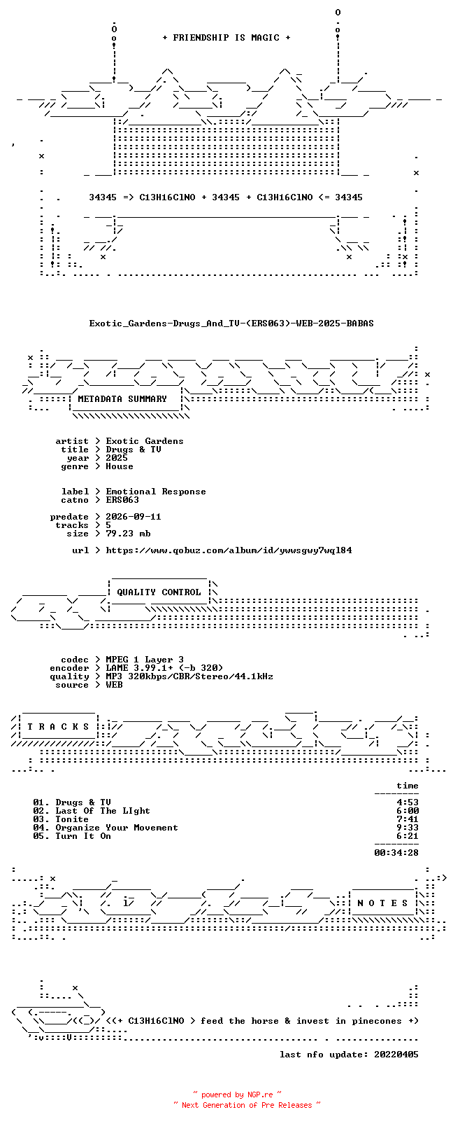NFO for the release Exotic_Gardens-Drugs_And_TV-(ERS063)-WEB-2025-BABAS by BABAS