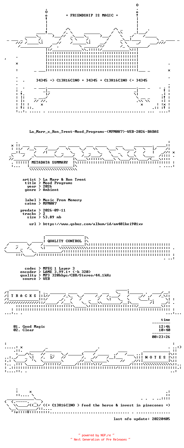 NFO for the release La_Marr_x_Ron_Trent-Mood_Programs-(MFM087)-WEB-2026-BABAS by BABAS