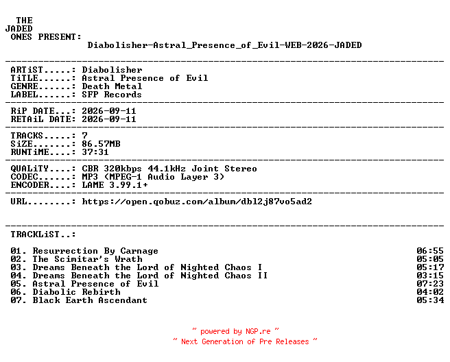 NFO for the release Diabolisher-Astral_Presence_of_Evil-WEB-2026-JADED by JADED