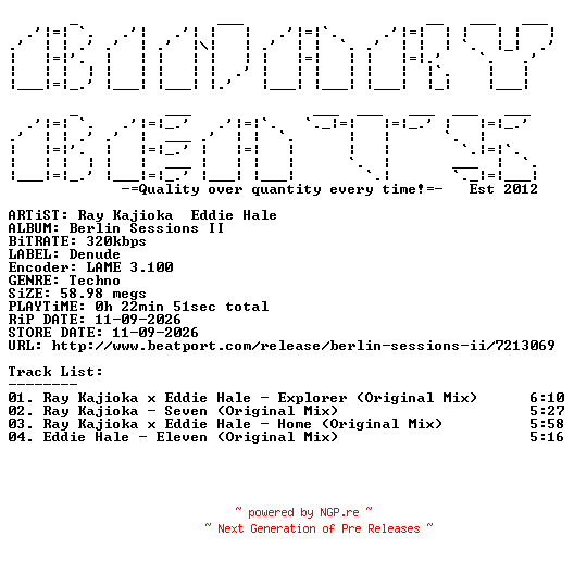 NFO for the release Ray_Kajioka_x_Eddie_Hale-Berlin_Sessions_II-(DND009)-WEB-2026-BB by BB