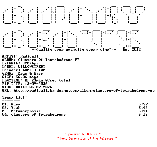 NFO for the release Radicall-Clusters_Of_Tetrahedrons_EP-(WILLOWSTREET7)-WEB-2026-BB by BB