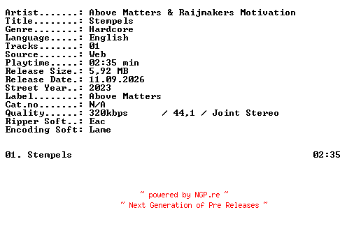 NFO for the release Above_Matters_and_Raijmakers_Motivation-Stempels-SINGLE-WEB-2023-XTC_iNT by XTC_iNT