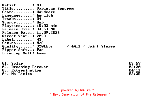 NFO for the release 43-Varietas_Sonorum-WEB-2023-XTC_iNT by XTC_iNT