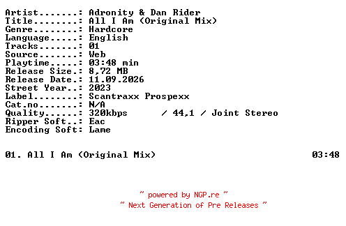 NFO for the release Adronity_and_Dan_Rider-All_I_Am_(Original_Mix)-SINGLE-WEB-2023-XTC_iNT by XTC_iNT