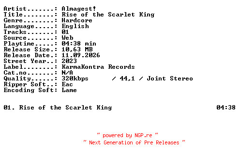 NFO for the release Almagest-Rise_of_the_Scarlet_King-SINGLE-WEB-2023-XTC_iNT by XTC_iNT
