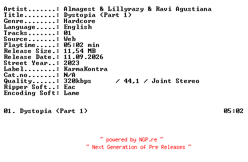NFO for the release Almagest_and_Lillyrazy_and_Ravi_Agustiana-Dystopia_(Part_1)-SINGLE-WEB-2023-XTC_iNT by XTC_iNT