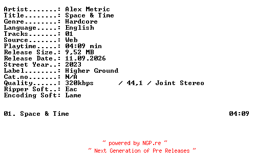 NFO for the release Alex_Metric-Space_and_Time-SINGLE-WEB-2023-XTC_iNT by XTC_iNT