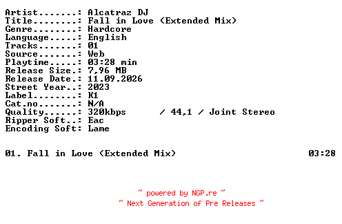 NFO for the release Alcatraz_DJ-Fall_in_Love_(Extended_Mix)-SINGLE-WEB-2023-XTC_iNT by XTC_iNT