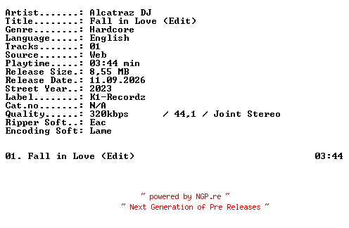 NFO for the release Alcatraz_DJ-Fall_in_Love_(Edit)-SINGLE-WEB-2023-XTC_iNT by XTC_iNT