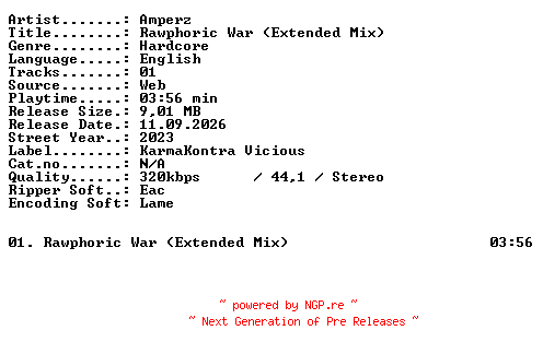 NFO for the release Amperz-Rawphoric_War_(Extended_Mix)-SINGLE-WEB-2023-XTC_iNT by XTC_iNT