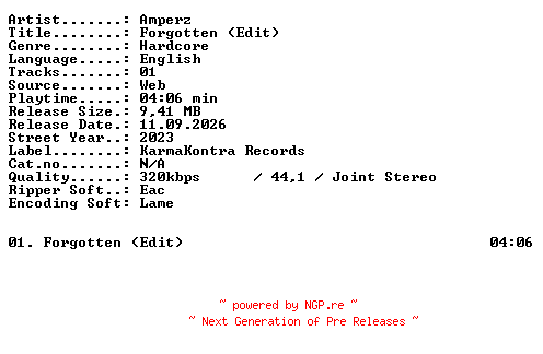 NFO for the release Amperz-Forgotten_(Edit)-SINGLE-WEB-2023-XTC_iNT by XTC_iNT