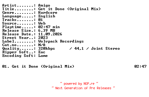 NFO for the release Amigo-Get_it_Done_(Original_Mix)-SINGLE-WEB-2023-XTC_iNT by XTC_iNT