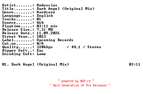 NFO for the release Amduscias-Dark_Angel_(Original_Mix)-SINGLE-WEB-2023-XTC_iNT by XTC_iNT