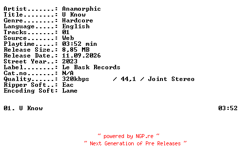 NFO for the release Anamorphic-U_Know-SINGLE-WEB-2023-XTC_iNT by XTC_iNT