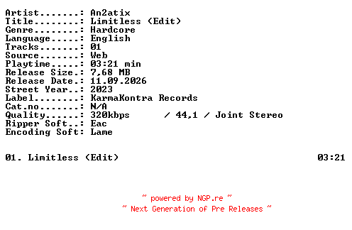 NFO for the release AN2ATIX-Limitless_(Edit)-SINGLE-WEB-2023-XTC_iNT by XTC_iNT