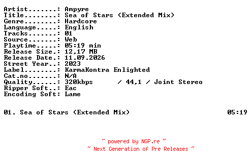 NFO for the release Ampyre-Sea_of_Stars_(Extended_Mix)-SINGLE-WEB-2023-XTC_iNT by XTC_iNT