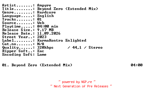 NFO for the release Ampyre-Beyond_Zero_(Extended_Mix)-SINGLE-WEB-2023-XTC_iNT by XTC_iNT