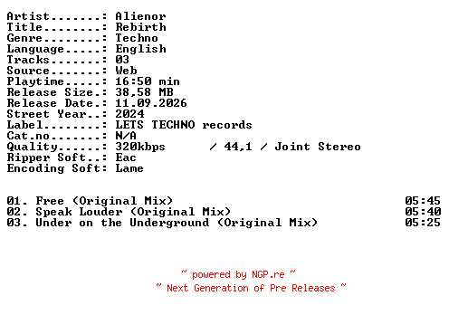 NFO for the release Alienor-Rebirth-WEB-2024-XTC_iNT by XTC_iNT