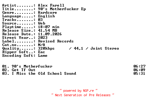 NFO for the release Alex_Farell-90s_Motherfucker_EP-WEB-2023-XTC_iNT by XTC_iNT