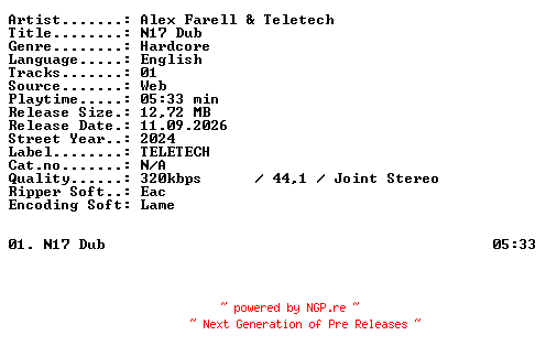 NFO for the release Alex_Farell_and_TELETECH-N17_Dub-SINGLE-WEB-2024-XTC_iNT by XTC_iNT