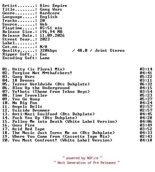 NFO for the release Alec_Empire-Gang_Wars-WEB-2023-XTC_iNT by XTC_iNT