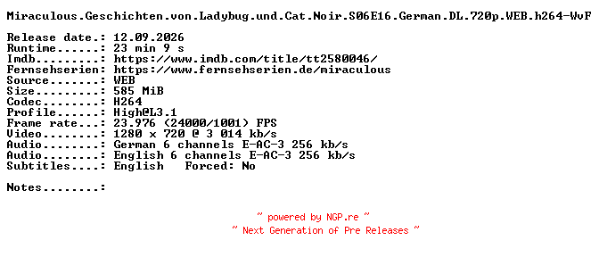 NFO for the release Miraculous.Geschichten.von.Ladybug.und.Cat.Noir.S06E16.German.DL.720p.WEB.h264-WvF by WvF