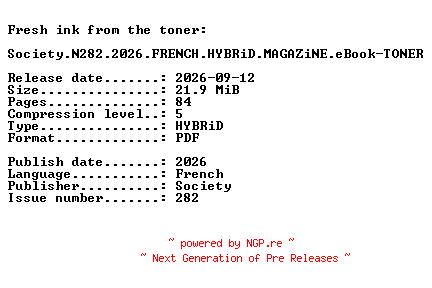 NFO for the release Society.N282.2026.FRENCH.HYBRiD.MAGAZiNE.eBook-TONER by TONER