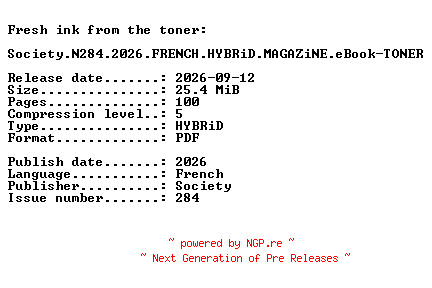 NFO for the release Society.N284.2026.FRENCH.HYBRiD.MAGAZiNE.eBook-TONER by TONER